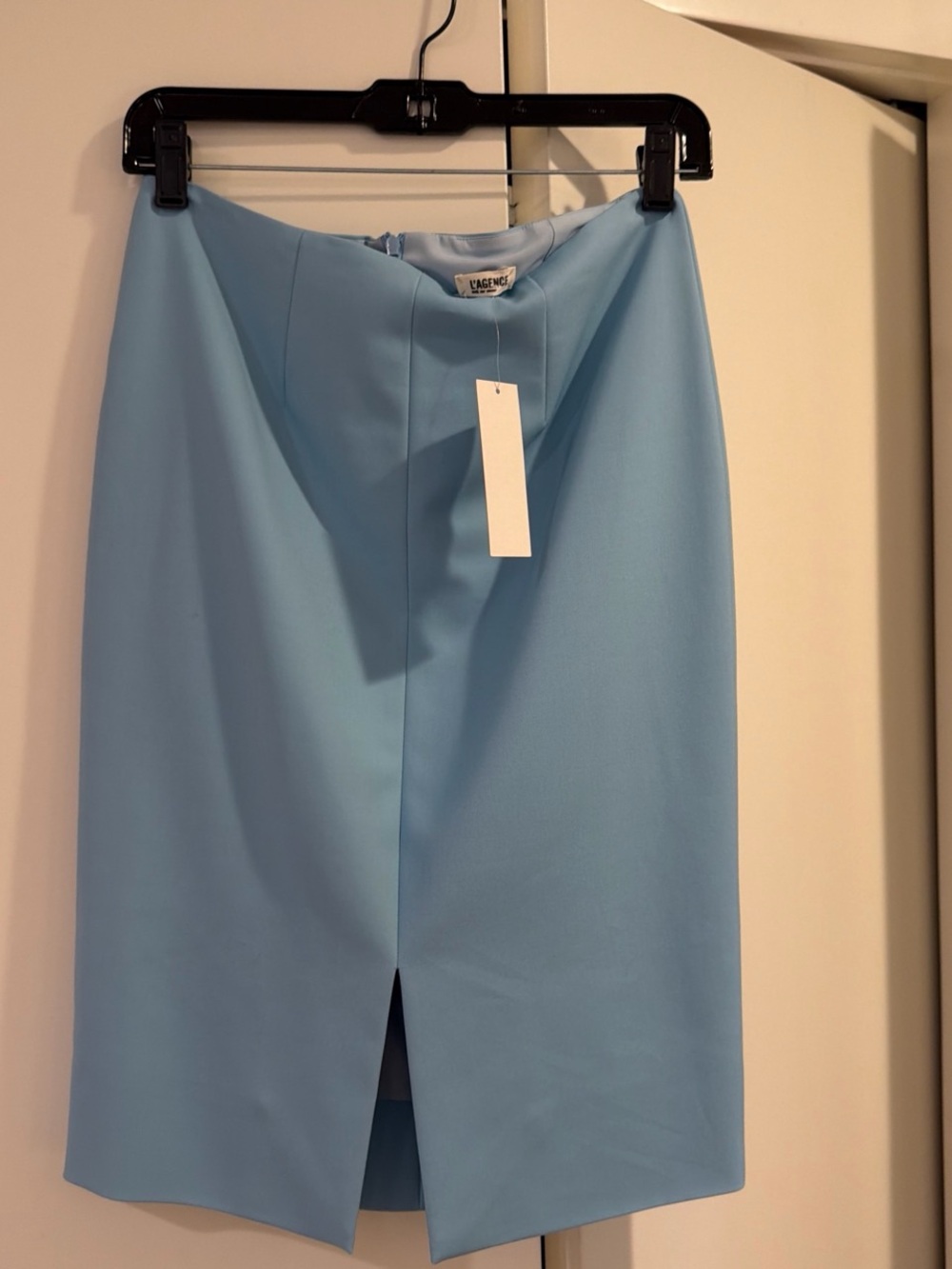 L'AGENCE Light Blue Pencil Skirt with Front Slit